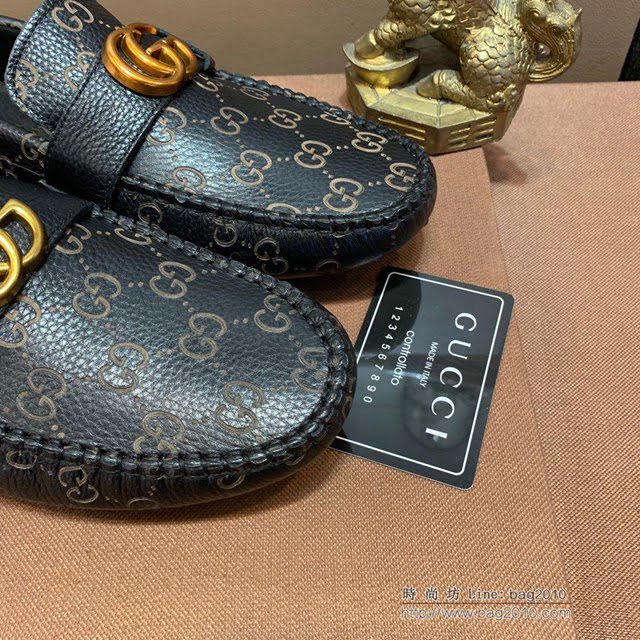 GUCCI男鞋 新款豆豆鞋 香港原單頂級 古馳高端精品 男士休豆豆鞋 Gucci懶人套腳樂福款駕車鞋  hdnx1037